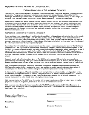 Highpoint Farm Outdoor Experience Waiver