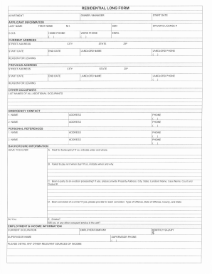 Residential Rental Application Form