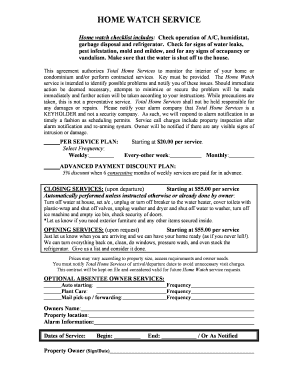 Home Watch Service Agreement