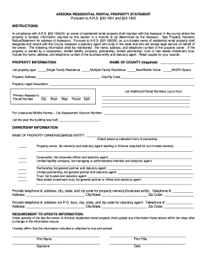 Arizona Residential Rental Property Statement