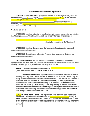 Arizona Residential Lease Agreement