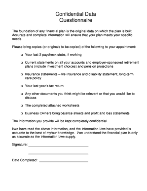 Financial Planning Questionnaire