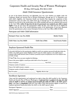 Adult Child Insurance Questionnaire