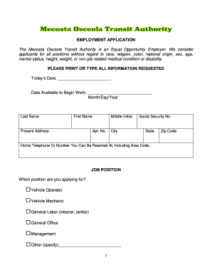 Employment Application Form