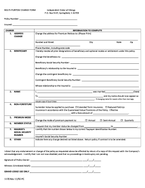 Multi-Purpose Change Form