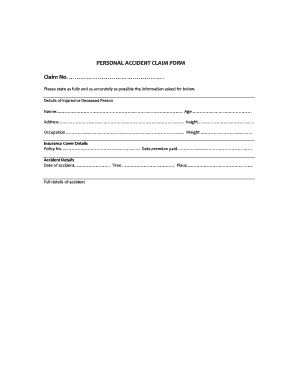 Personal Accident Claim Form