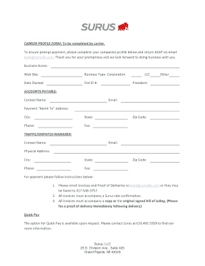 Carrier Profile Form