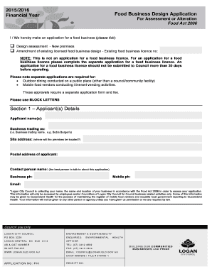 Queensland Food Business Design Application