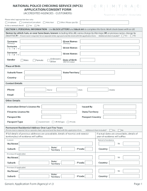 National Police Check Application Form
