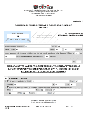 Domanda di partecipazione a concorso pubblico