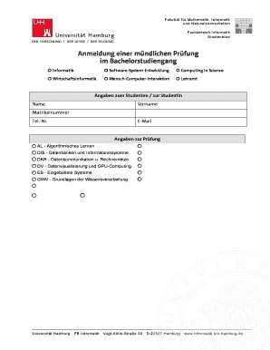 Anmeldung einer mündlichen Prüfung