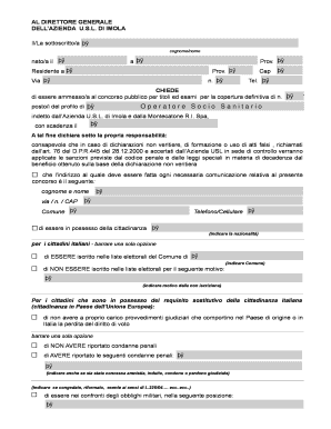 Domanda di ammissione al concorso pubblico