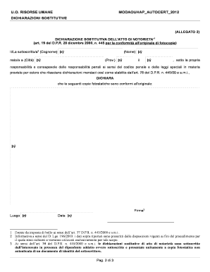 Modulo di Dichiarazione Sostitutiva