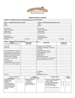 Personal Financial Statement Form