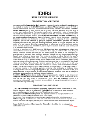 Pre-Inspection Agreement for Home Inspection Services