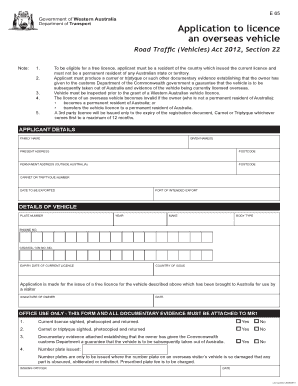 Application to License an Overseas Vehicle