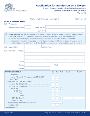 Stat dec - Application for admission as a lawyer - Legal Profession Admission bb