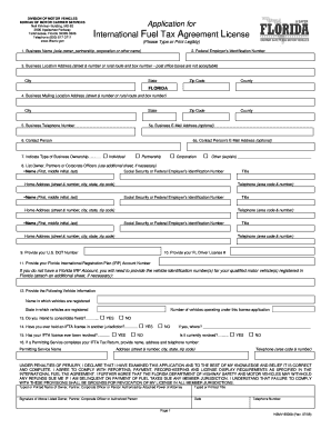 Florida International Fuel Tax Agreement License Application