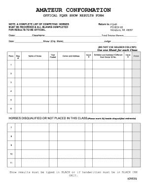 FQHR Show Results Form