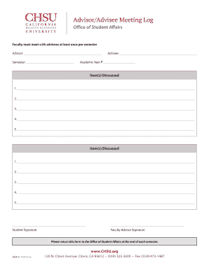 Advisor Advisee Meeting Log