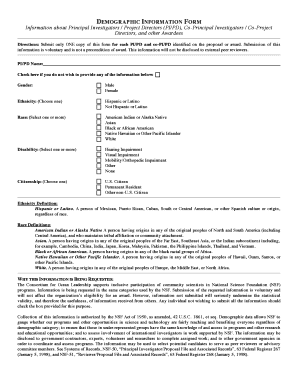 Demographic Information Form for Principal Investigators