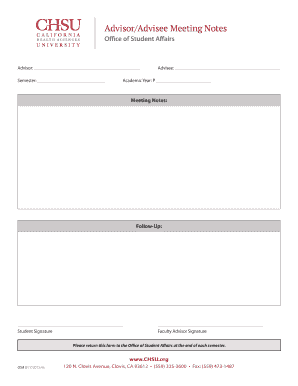 Advisor Advisee Meeting Notes Form