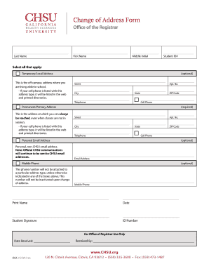 Change of Address Form