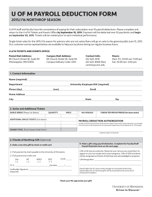 University of Minnesota Payroll Deduction Form