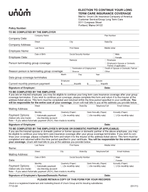Long Term Care Insurance Continuation Form