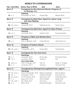 INDEX TO CONSIGNORS - ATBA