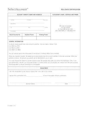 Rollover Certification Form