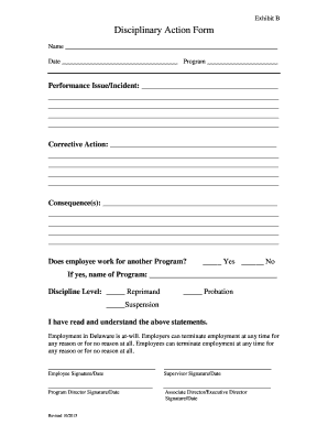 Disciplinary Action Form