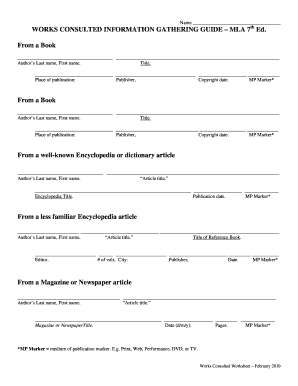 MLA 7th Edition Works Consulted Guide