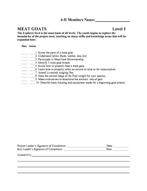 4-H Meat Goats Project Completion Form