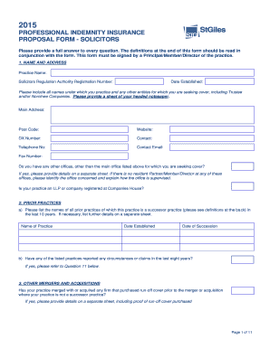 Professional Indemnity Insurance Proposal Form