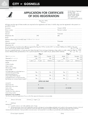 Dog Registration Application Form
