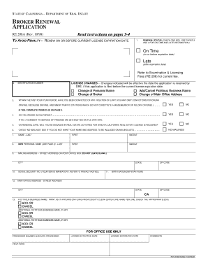 California Broker Renewal Application