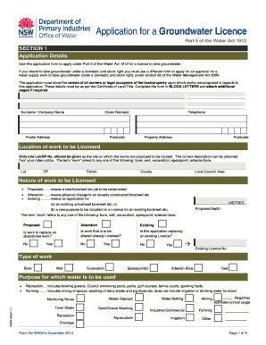 Application for a Groundwater Licence