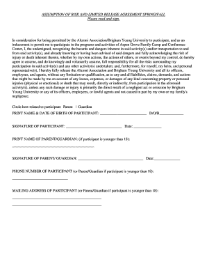 Assumption of Risk and Limited Release Agreement