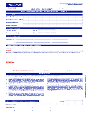 PAN Based Updation of Mobile Number / Email Id