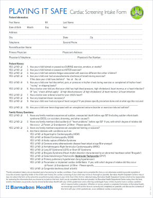 Cardiac Screening Intake Form