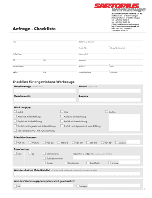 Checkliste für angetriebene Werkzeuge