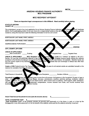 Arizona MCC Recipient Affidavit