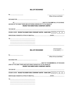 Bill of Exchange Template