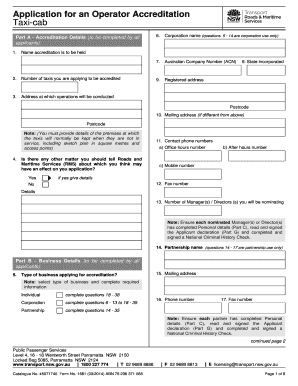 Application for an Operator Accreditation - Taxi