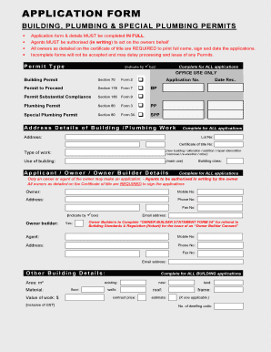 Building Plumbing Permit Application