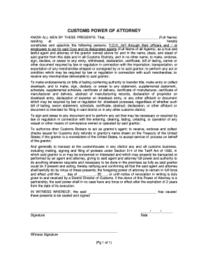 Customs Power of Attorney
