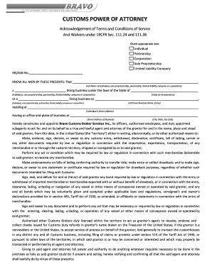Customs Power of Attorney