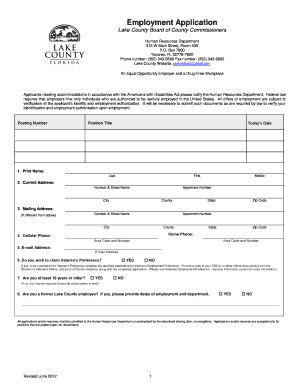 Lake County Employment Application
