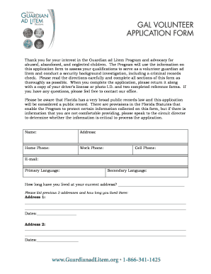 Florida Guardian ad Litem Volunteer Application